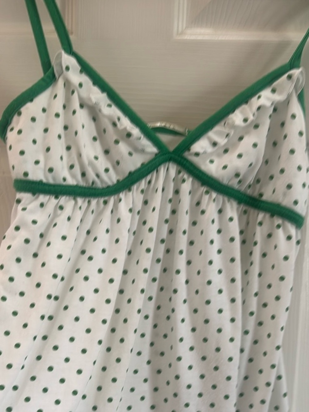 White and Green Polka Dot Tank